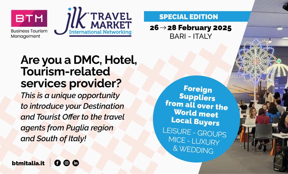 JLK Travel Market per la prima volta in Italia a BTM 2025 