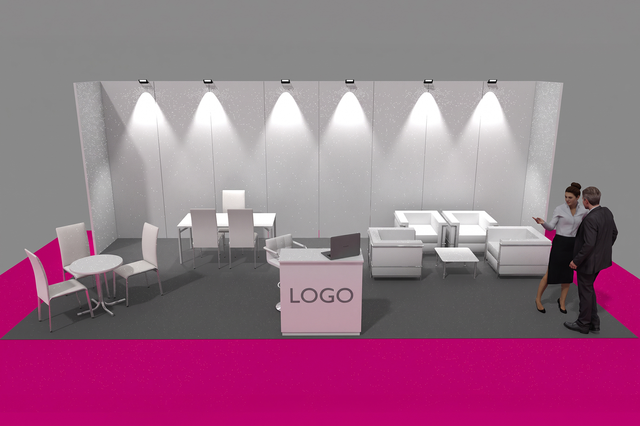 Render della postazione 4×8 con l’allestimento standard